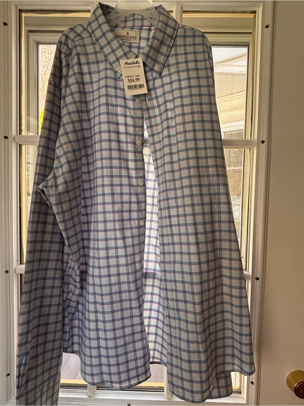 Men's Plaid Dress Shirt in White and Light Blue by Vineyard Vines